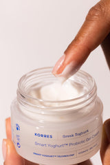 KORRES product spread on hand, demonstrates fast melting hydration