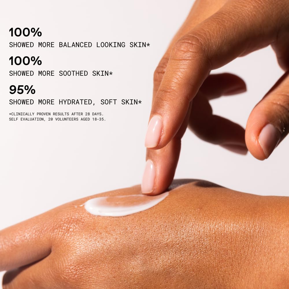 KORRES label close-up with ingredients list, affirms microbiome focus