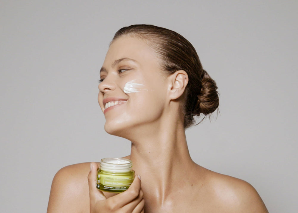 KORRES label closeup highlighting key ingredients and clean formulation