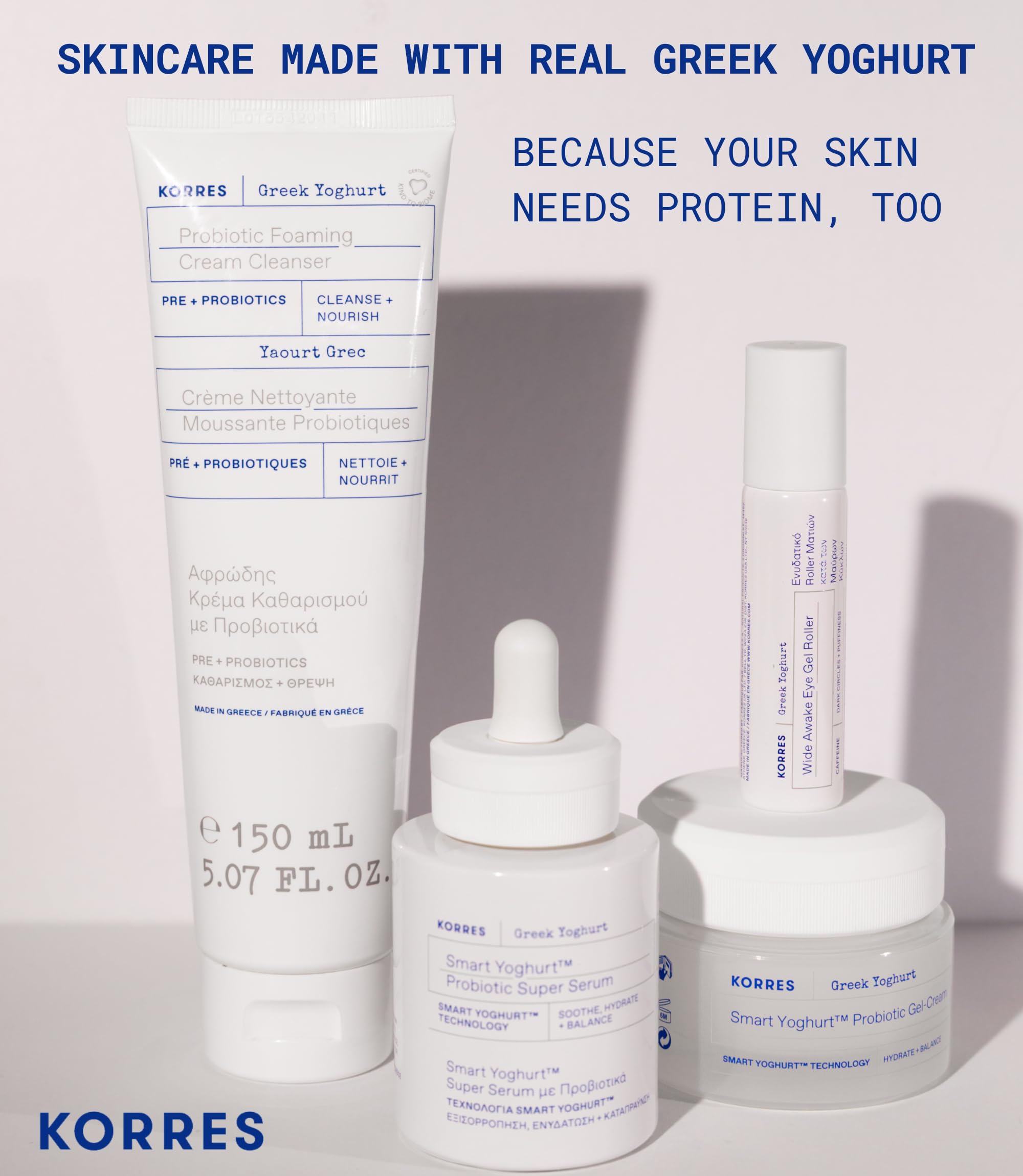 KORRES product on bathroom vanity suggesting daily brightening routine