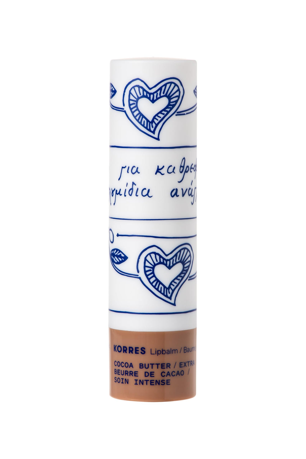 KORRES lip butter close-up texture showing creamy cocoa butter blend for smooth lips