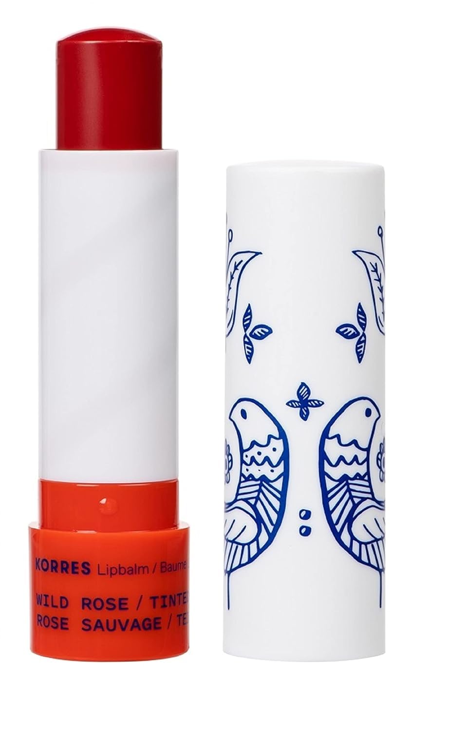 KORRES Wild Rose front tube showing compact travel-friendly design and quick hydration