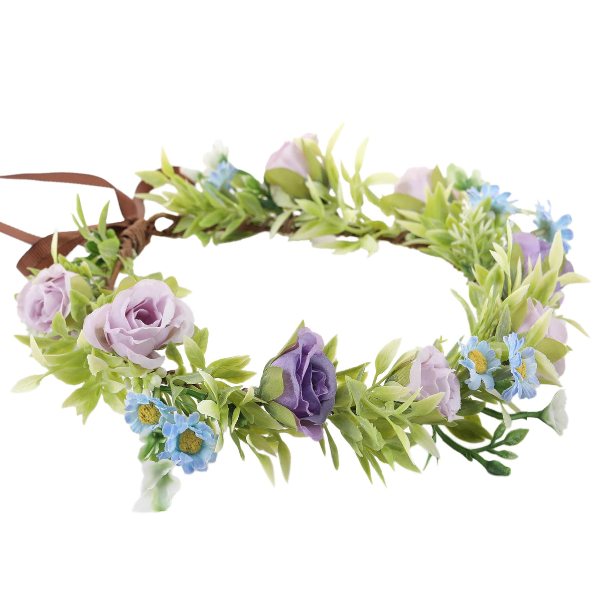 KorViSHOW front view of purple rose crown showing romantic silhouette and comfort