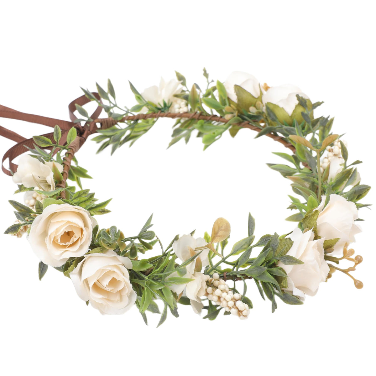 KorViSHOW front view white flower crown showing elegant styling benefit