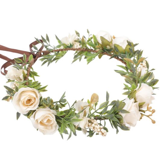 KorViSHOW front view white flower crown showing elegant styling benefit