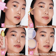 Kosas DreamBeam swatch on skin showing sheer finish and natural look benefit