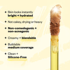 Kosas Revealer next to coin showing size and portability for on-the-go touch-ups
