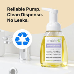 kosmatology bottle in hand indicating 8.5 fl oz scale