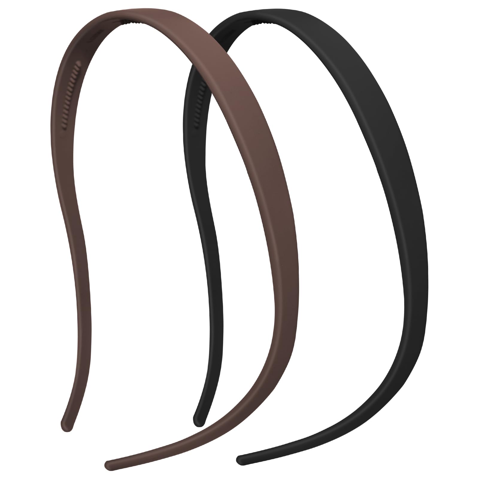 KOVOLITU front view of both matte headbands showing black and coffee benefits hold