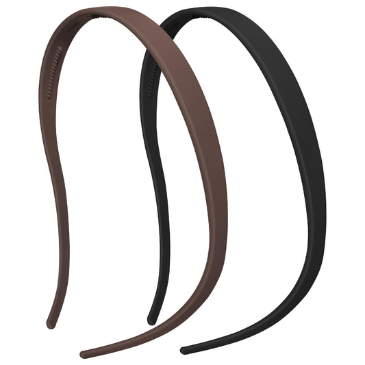 KOVOLITU front view of both matte headbands showing black and coffee benefits hold