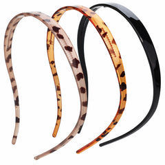 KOVOLITU front view of three leopard headbands showing pattern and slim profile for stylish hold