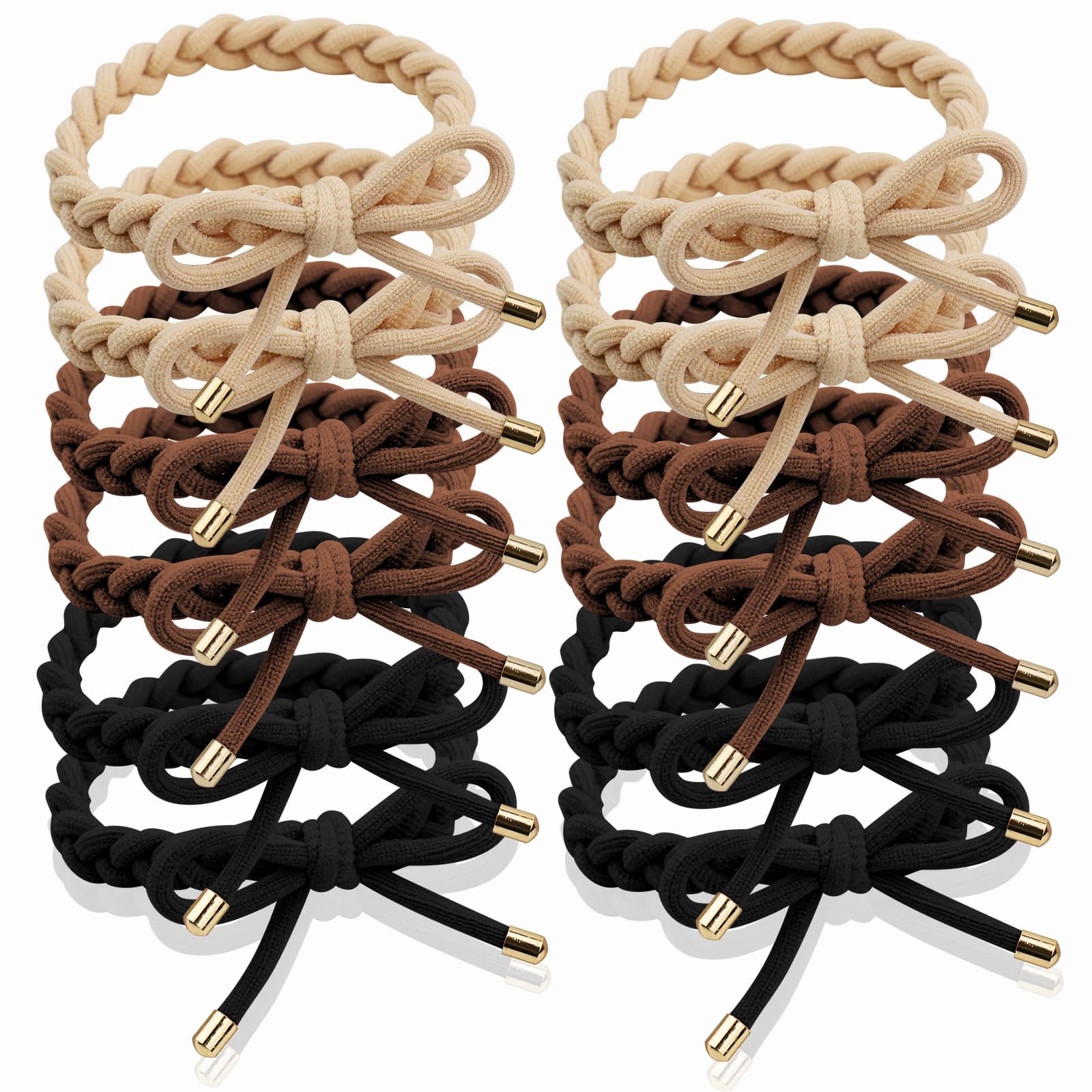 KOVOLITU front packaging showing 12 braided bow hair ties and color variety for easy selection
