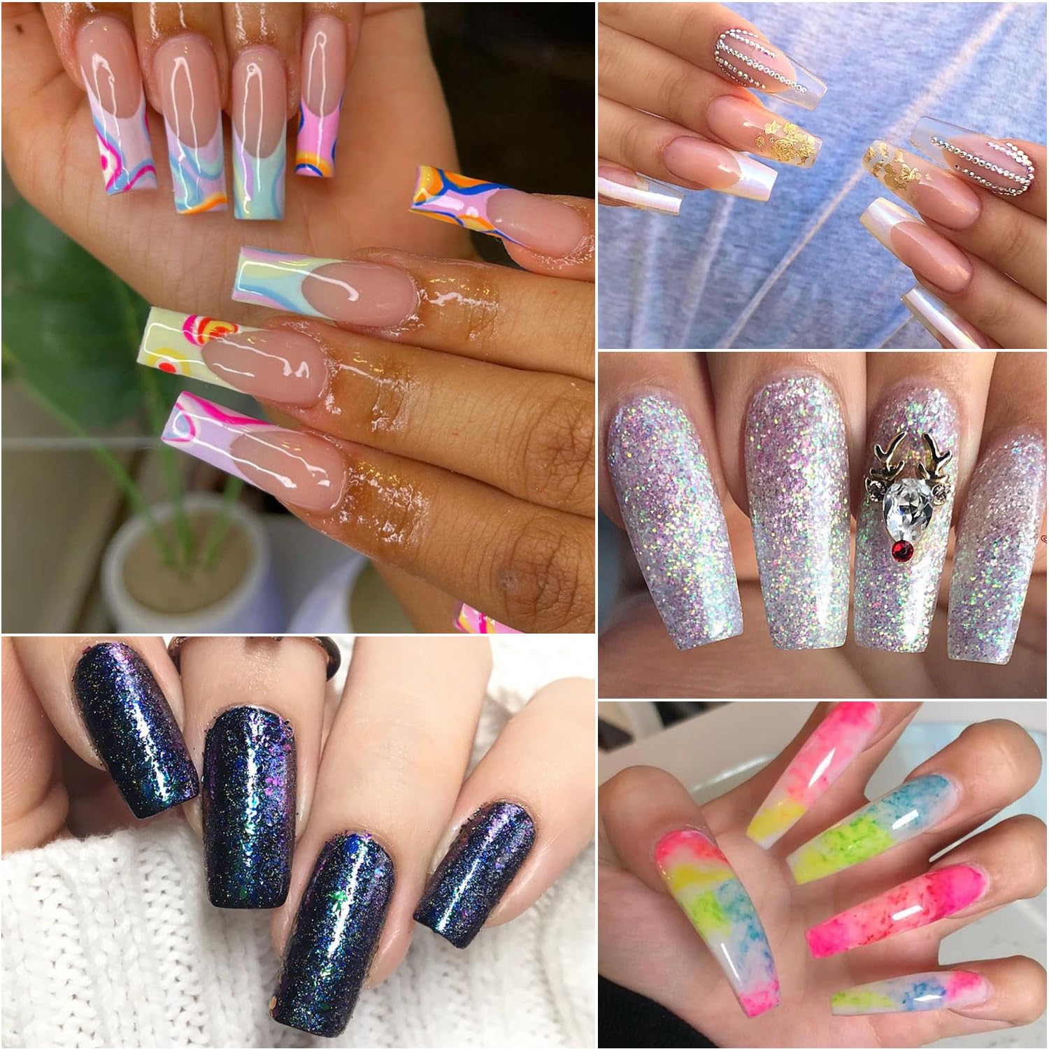 KOXXIAMOQ finished nails on hands, conveys dramatic long-square style