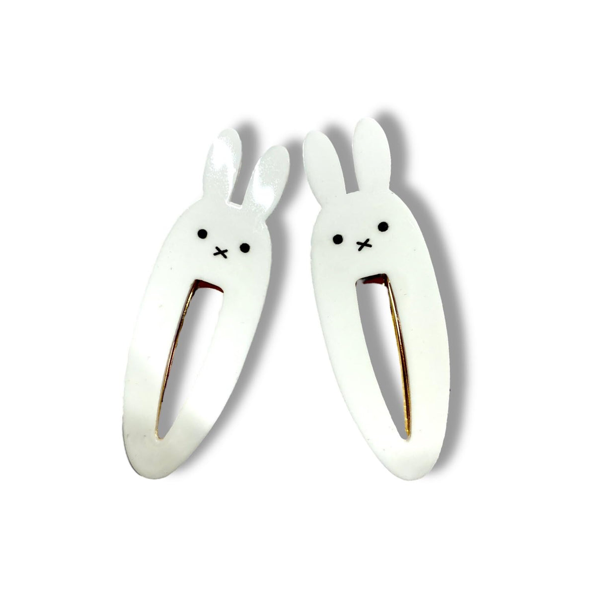 KOZUKI front view of the pack of two bunny hair clips showing playful design and secure hold