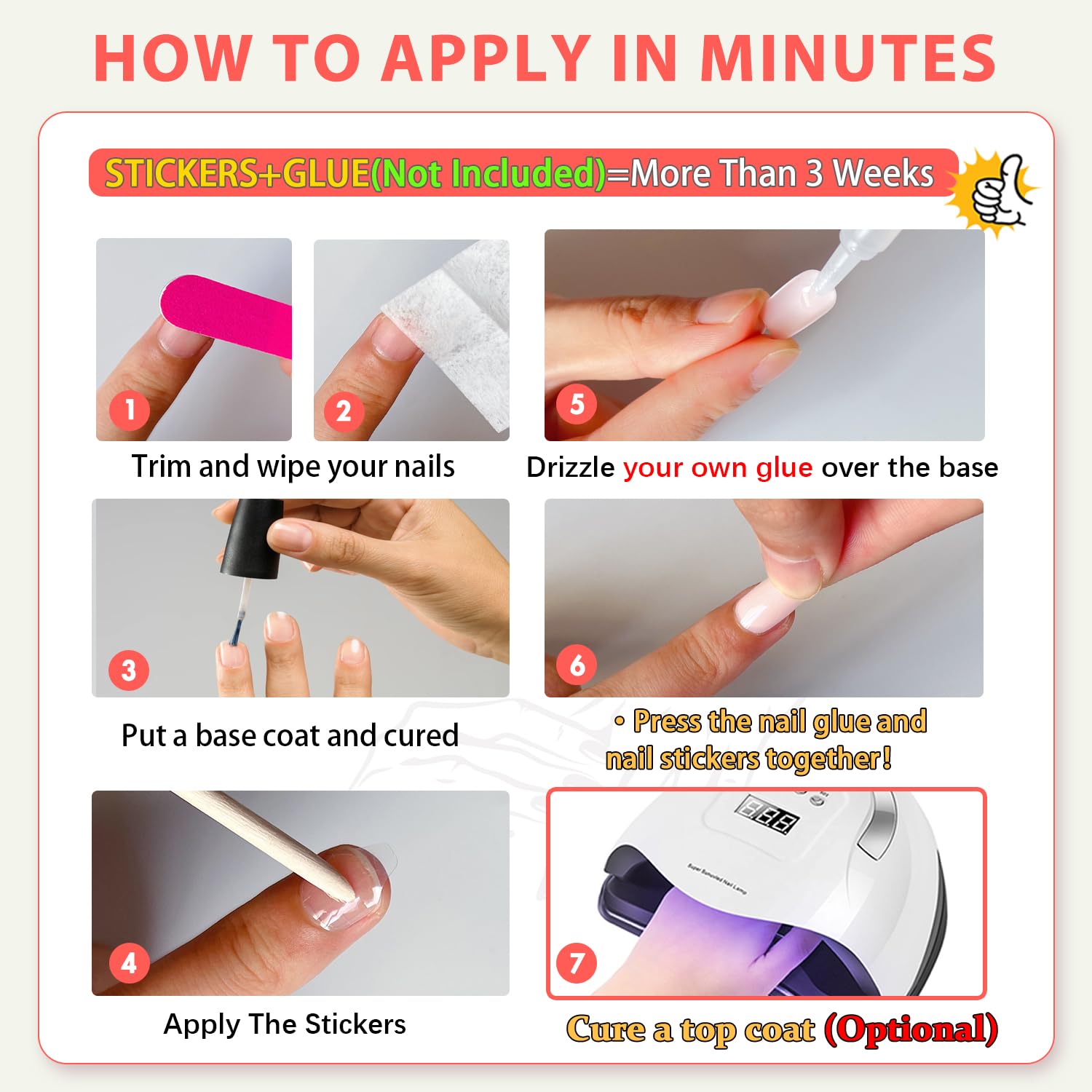 KQueenest nails being applied with glue showing precise placement and secure hold