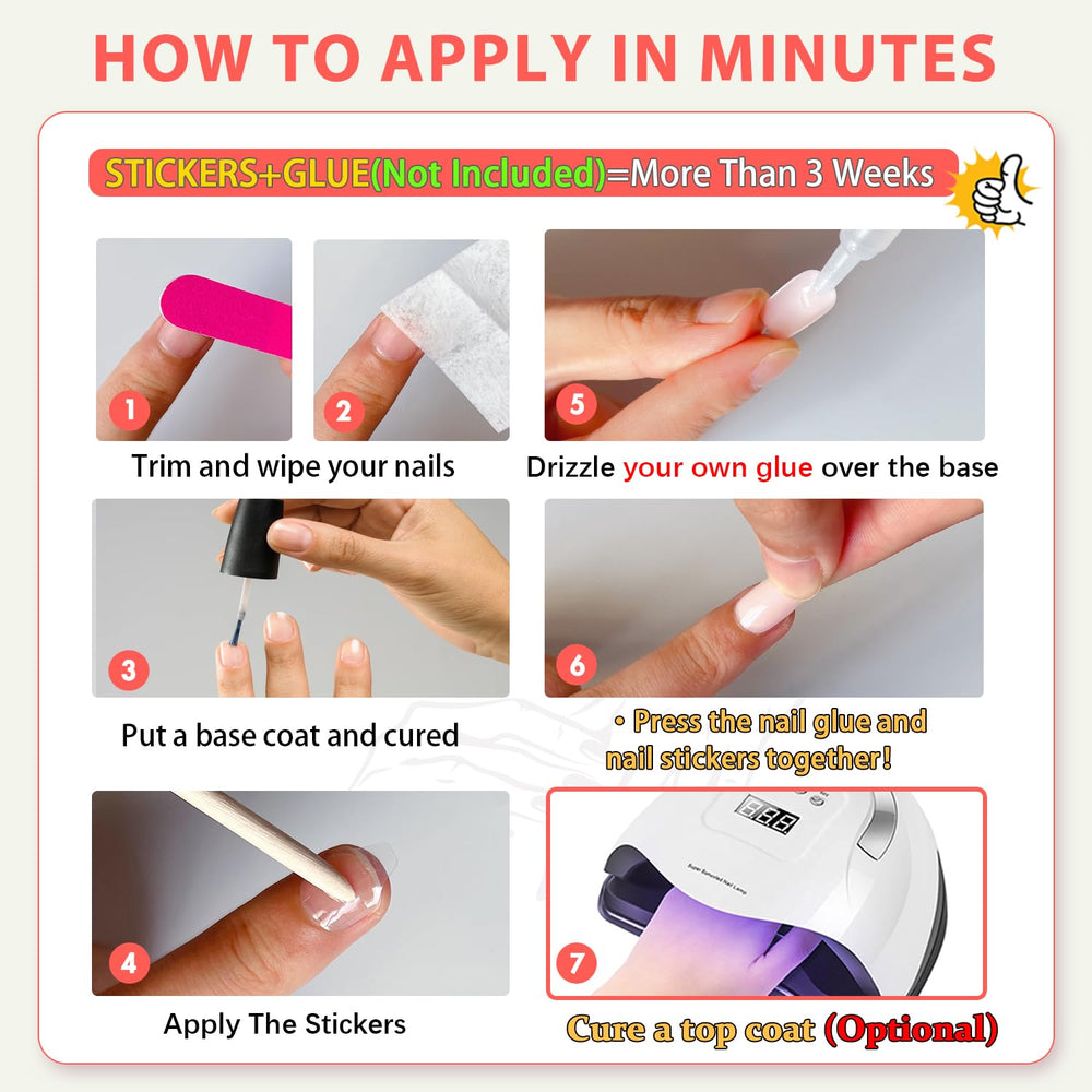 KQueenest nails being applied with glue showing precise placement and secure hold
