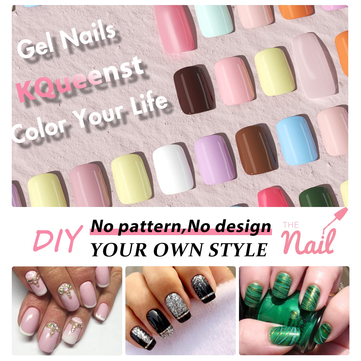 KQueenest application kit display showing sizing guide and prep items for easy use