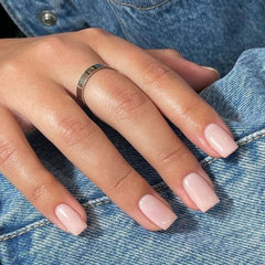 KQueenest close-up of nail surface sheen highlighting smooth soft-gel finish and natural look