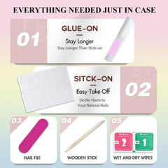 KQueenest layout showing 15 sizes of nails for a precise fit on every fingertip