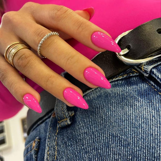 KQueenest front packaging showing 48-piece hot pink stiletto set and convenience