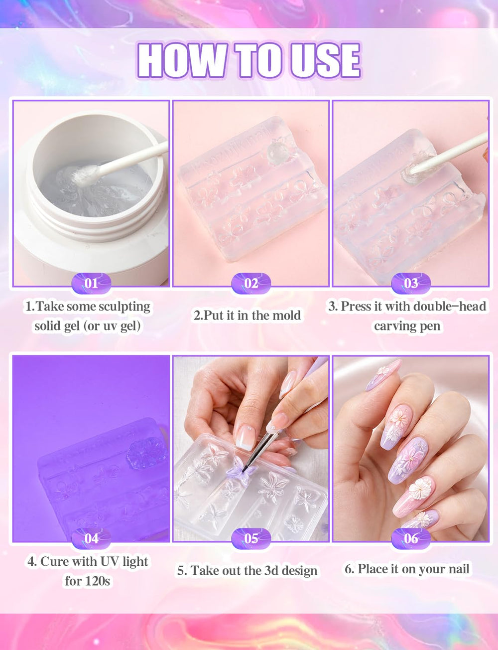 KQYSLXG assembled resin charms on nail tips demonstrating finished manicure options