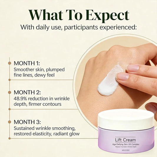 Krajiyya Noor Wonder Lift cream texture close-up highlighting smooth instant tightening feel