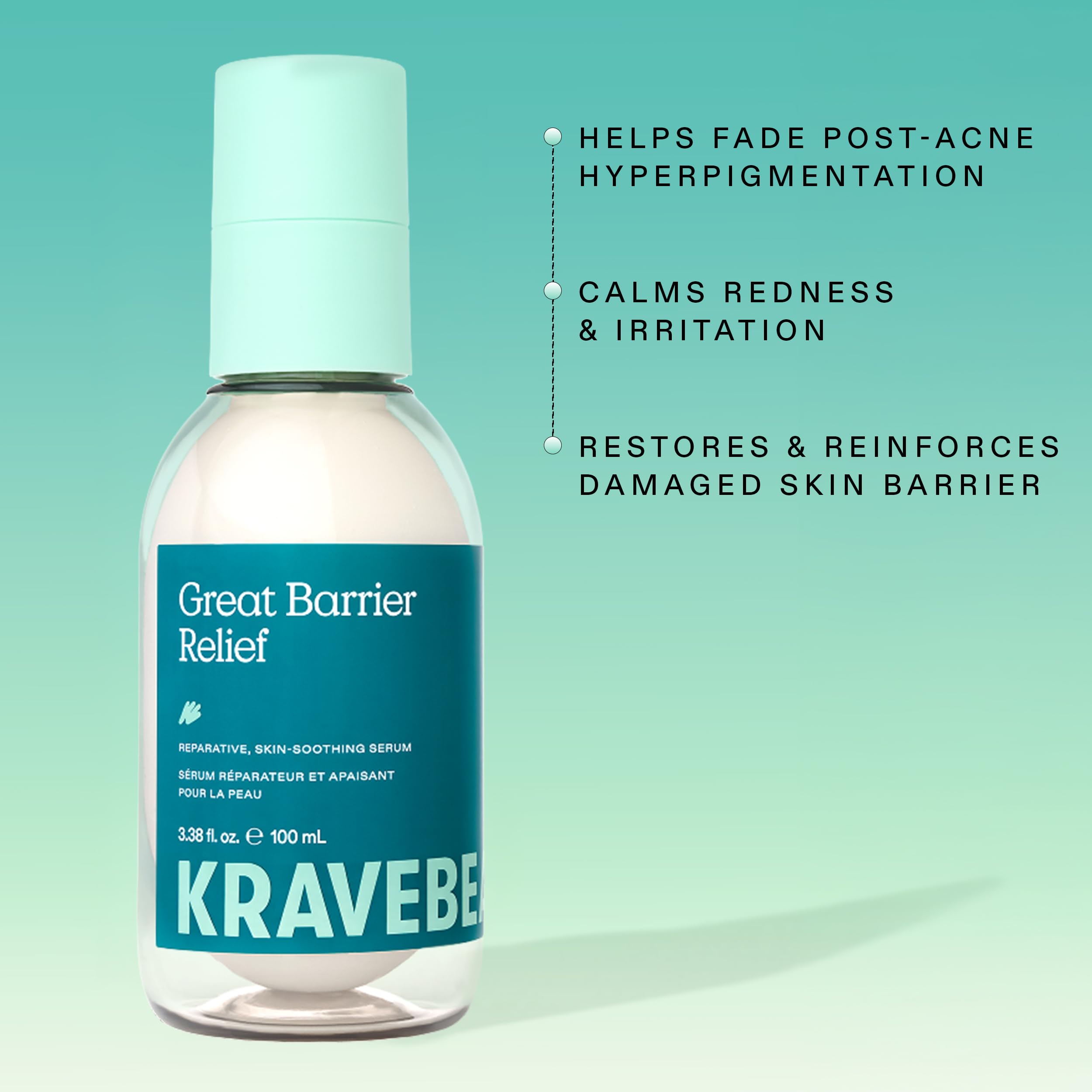 KraveBeauty milky serum drop on fingertip showing lightweight texture and fast absorption benefit