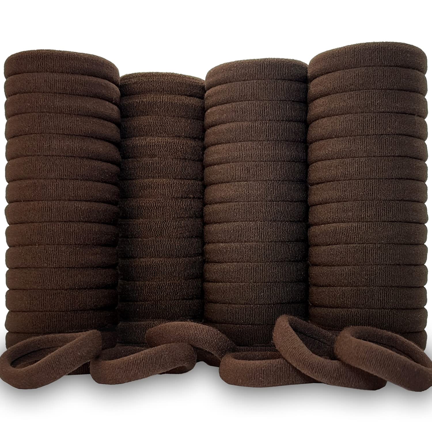 Krazy4K front packaging showing 100 dark brown elastic hair ties for value