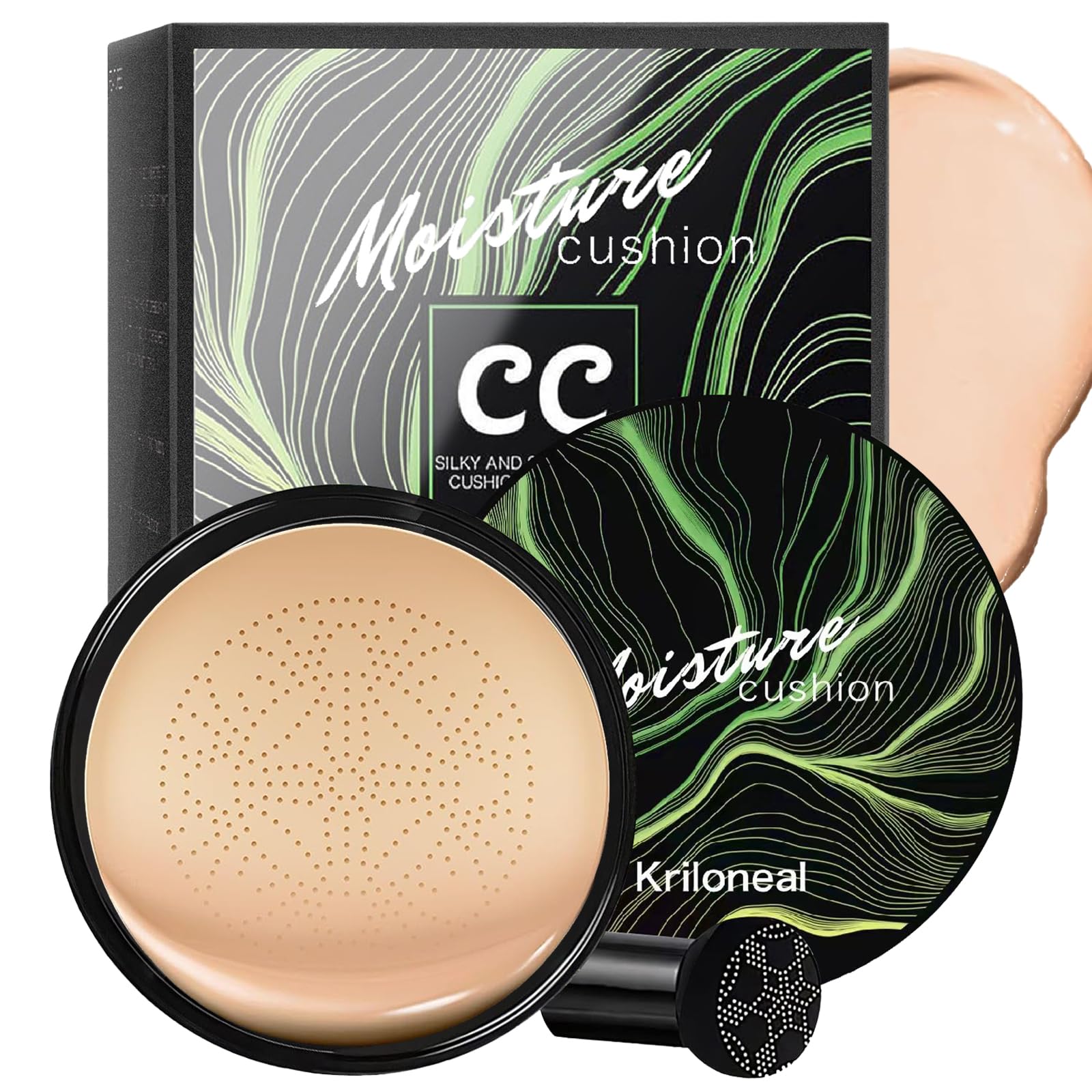 Kriloneal front compact shot shows sleek case and convenient cushion applicator benefit