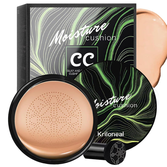 Kriloneal compact open showing cushion and mirror for easy touch-ups