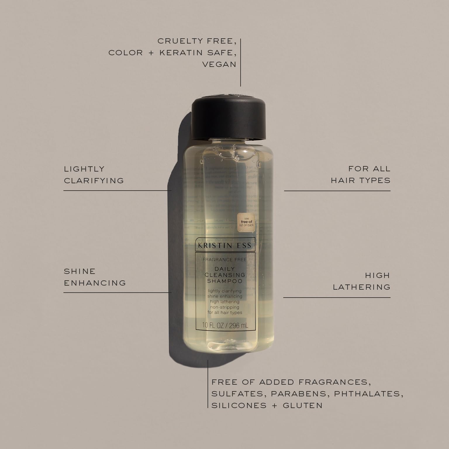 Kristin Ess rich lather close-up demonstrating effective cleansing