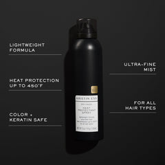 Kristin Ess spray used during blow-dry to reduce frizz and enhance shine