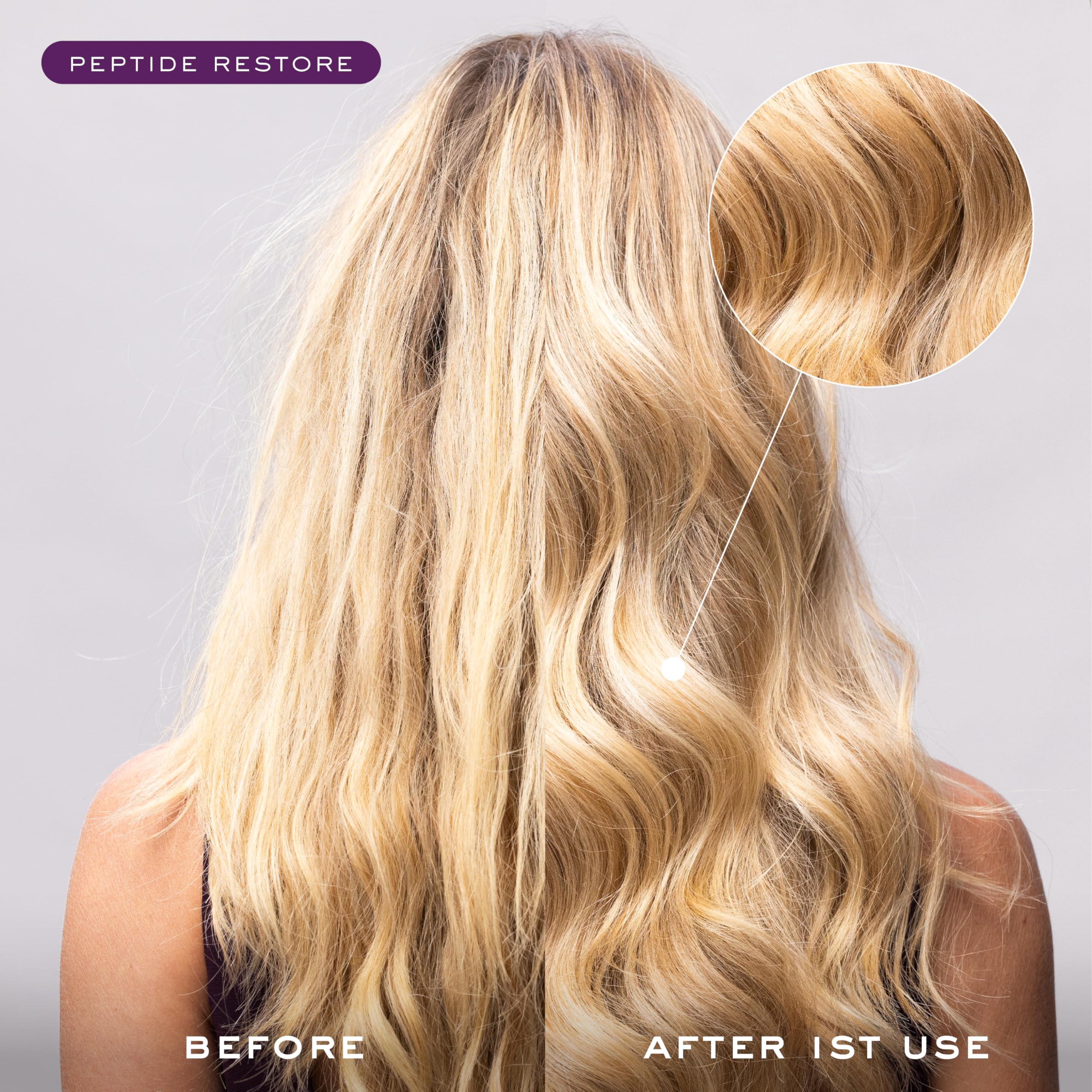 Kristin Ess before-and-after ends illustrating improved smoothness and strength benefit