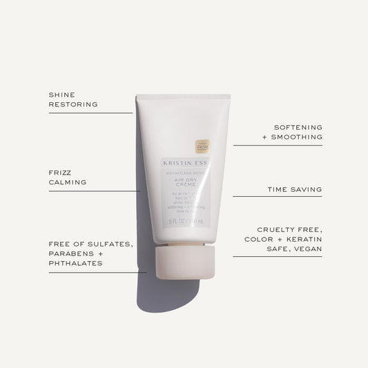 Kristin Ess cream texture close-up showing lightweight consistency and shine