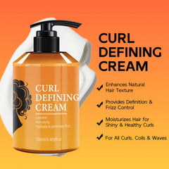 Krmspe lifestyle outdoors with defined curls, conveys long-lasting hold and natural look