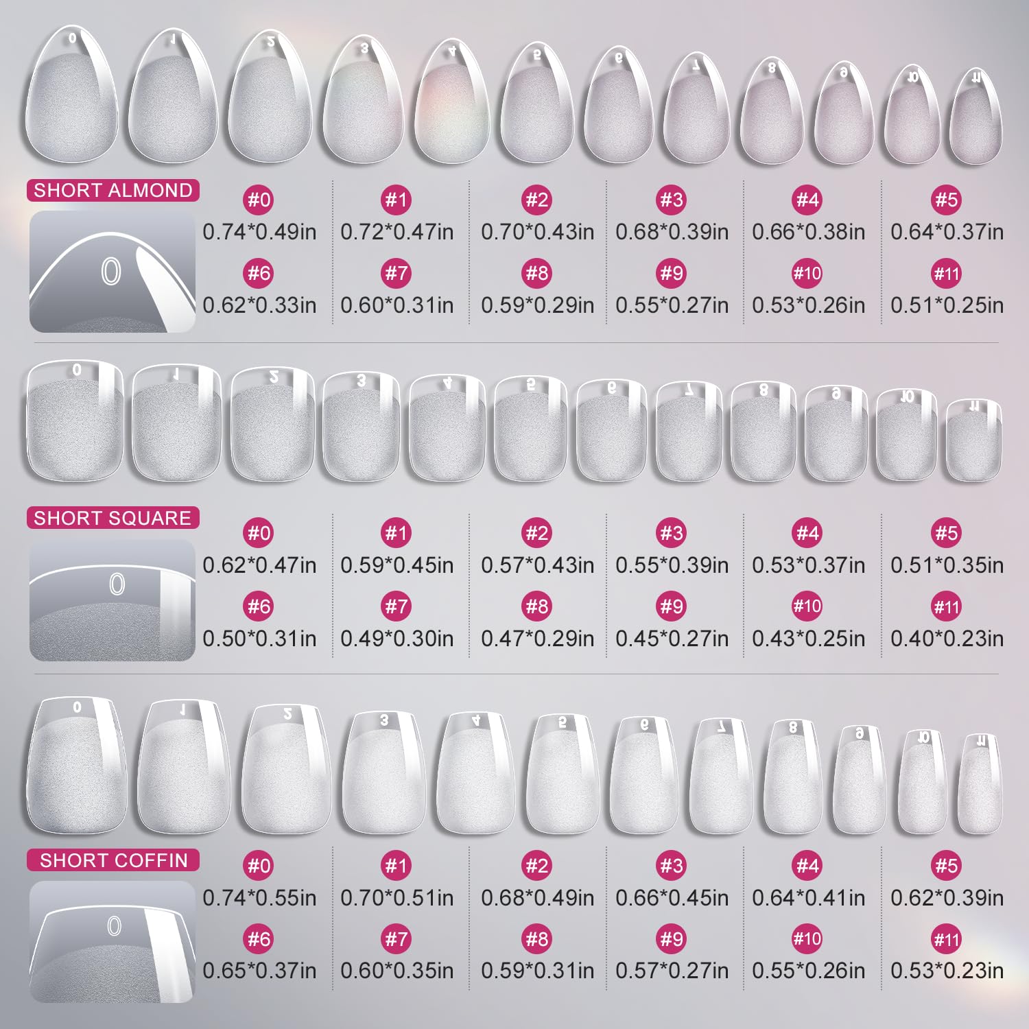 krofaue almond shape array demonstrating soft-gel flexibility and style