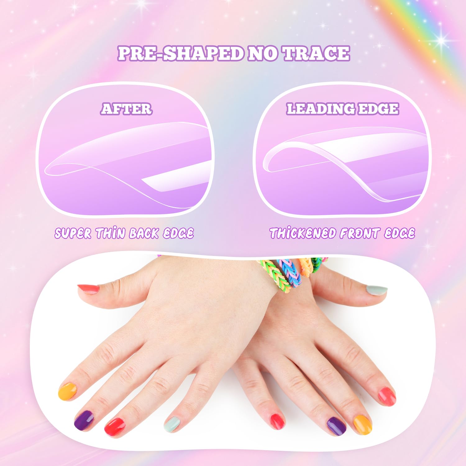 krofaue custom painted clear tips showing creative kid-friendly designs
