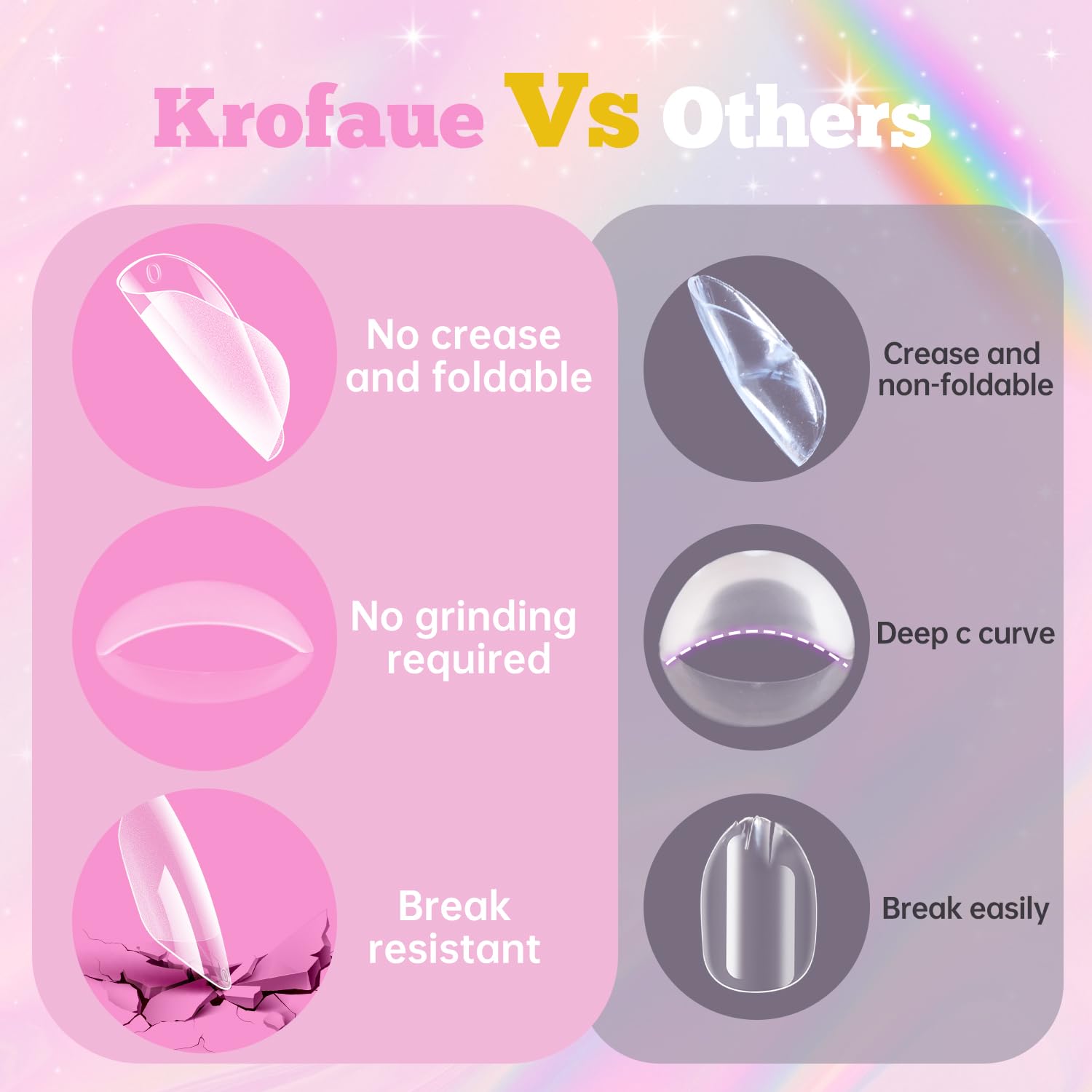 krofaue painted and gem-decorated tips showcasing creative designs
