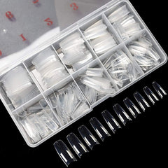 krofaue front box of 500 clear tips showing organized compartments and easy selection benefit