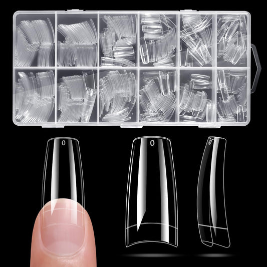 krofaue front packaging showing full 504-piece clear tips and storage box benefit organization