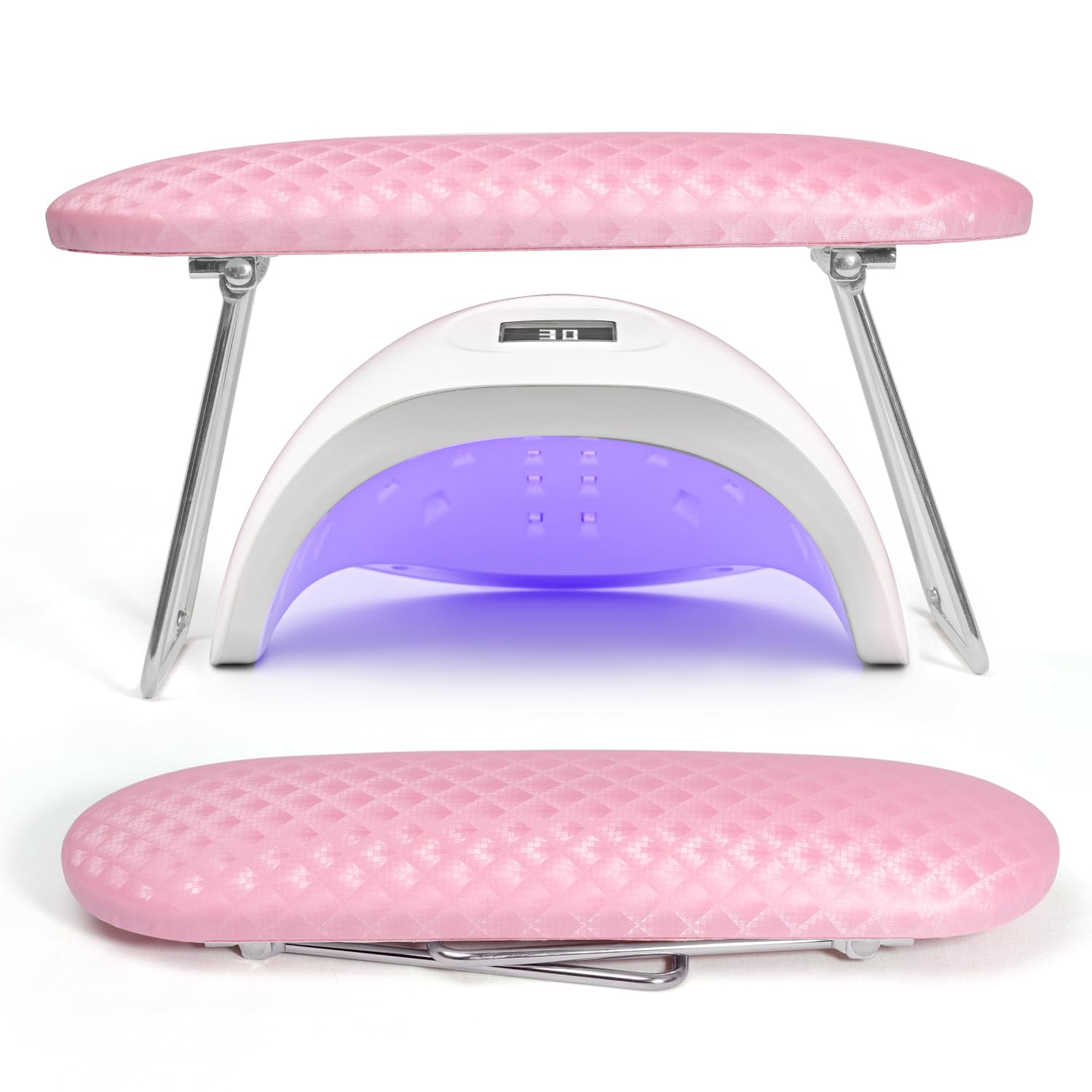 krofaue front view pink arm rest showing cushion and shape for steady hands