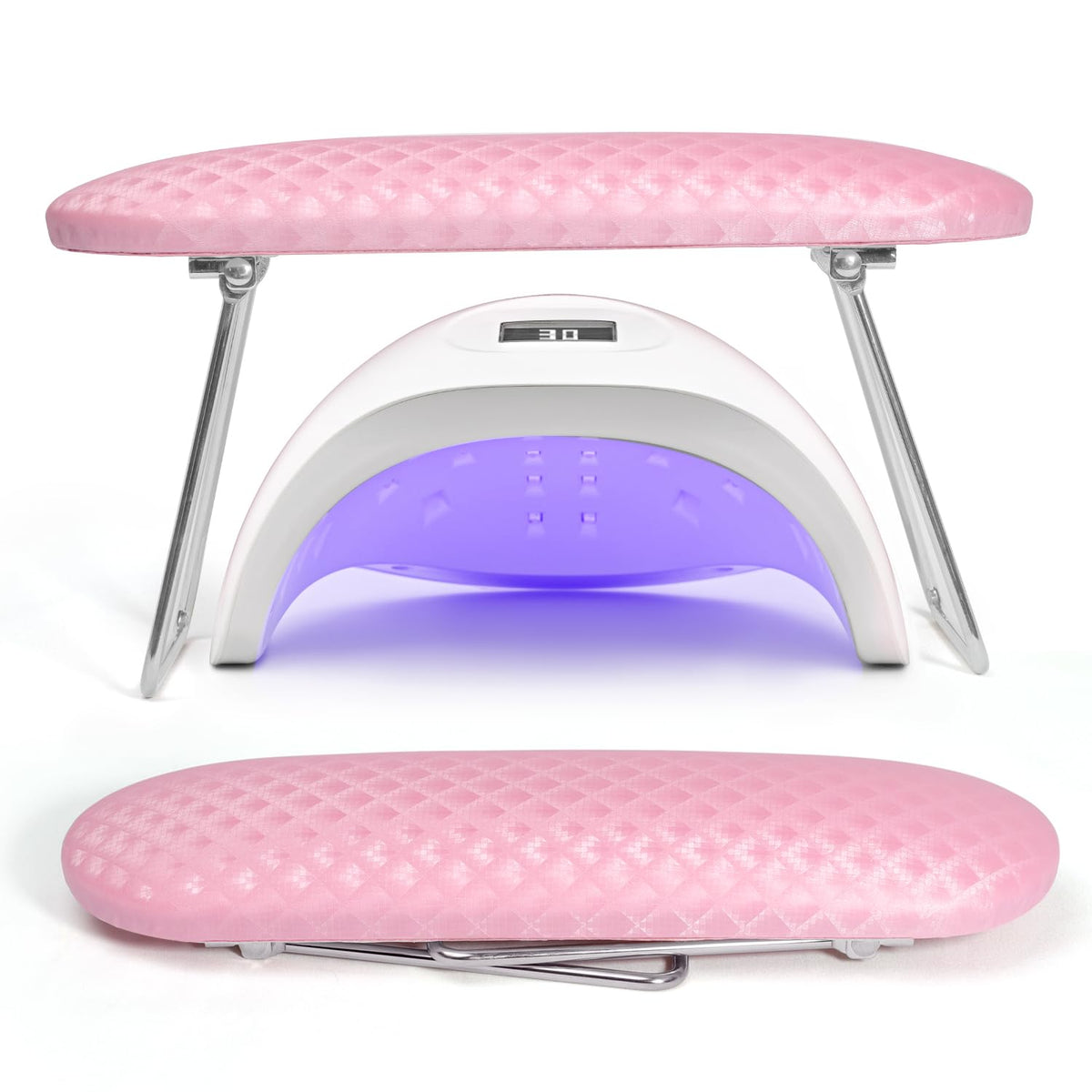 krofaue front view pink arm rest showing cushion and shape for steady hands