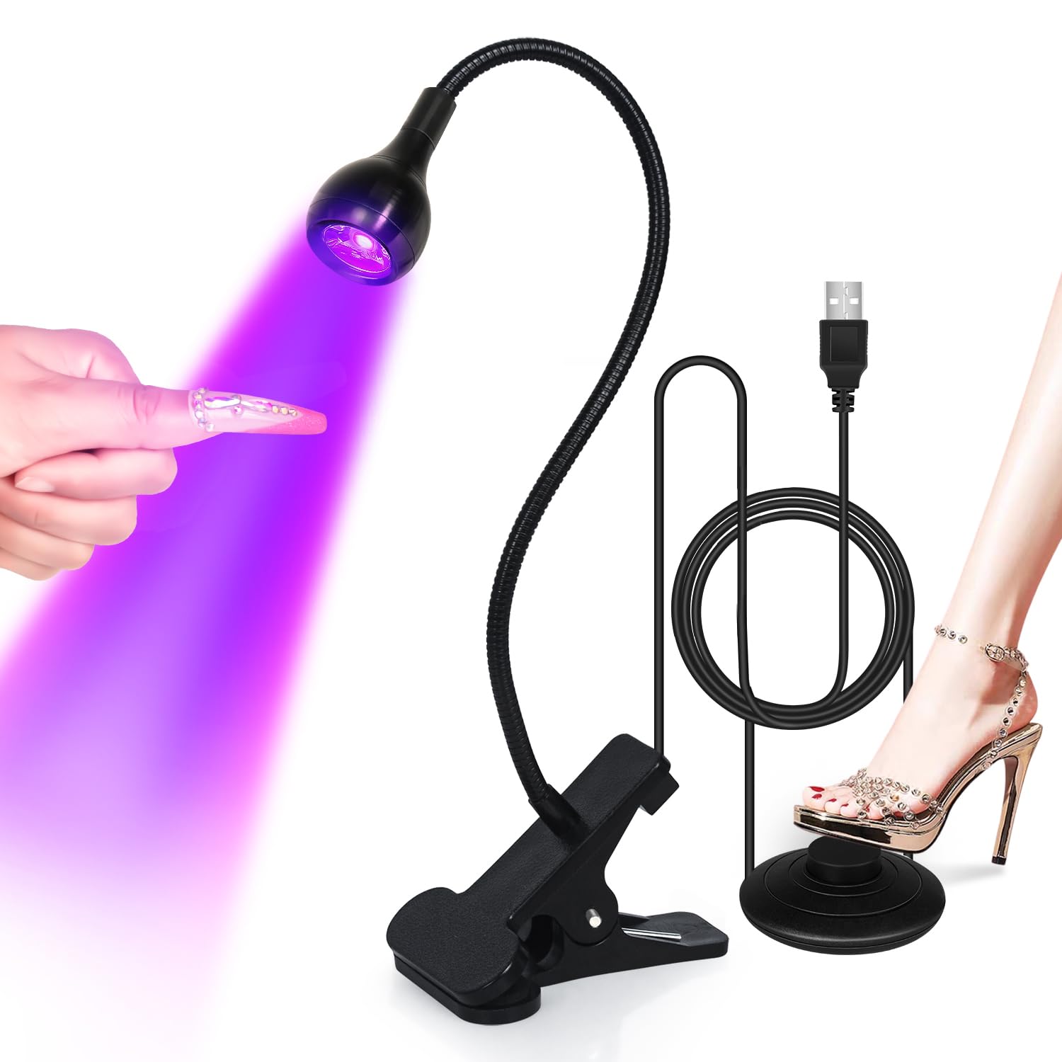 krofaue front view of UV LED nail lamp showing compact design and quick curing benefit