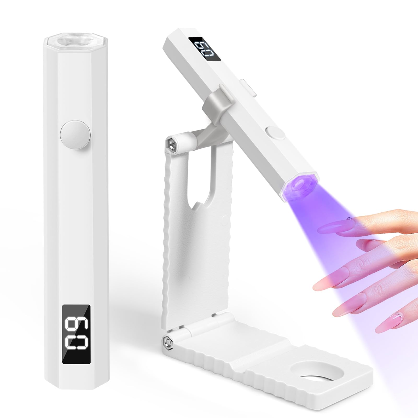 krofaue front view with stand showing hands-free curing benefit
