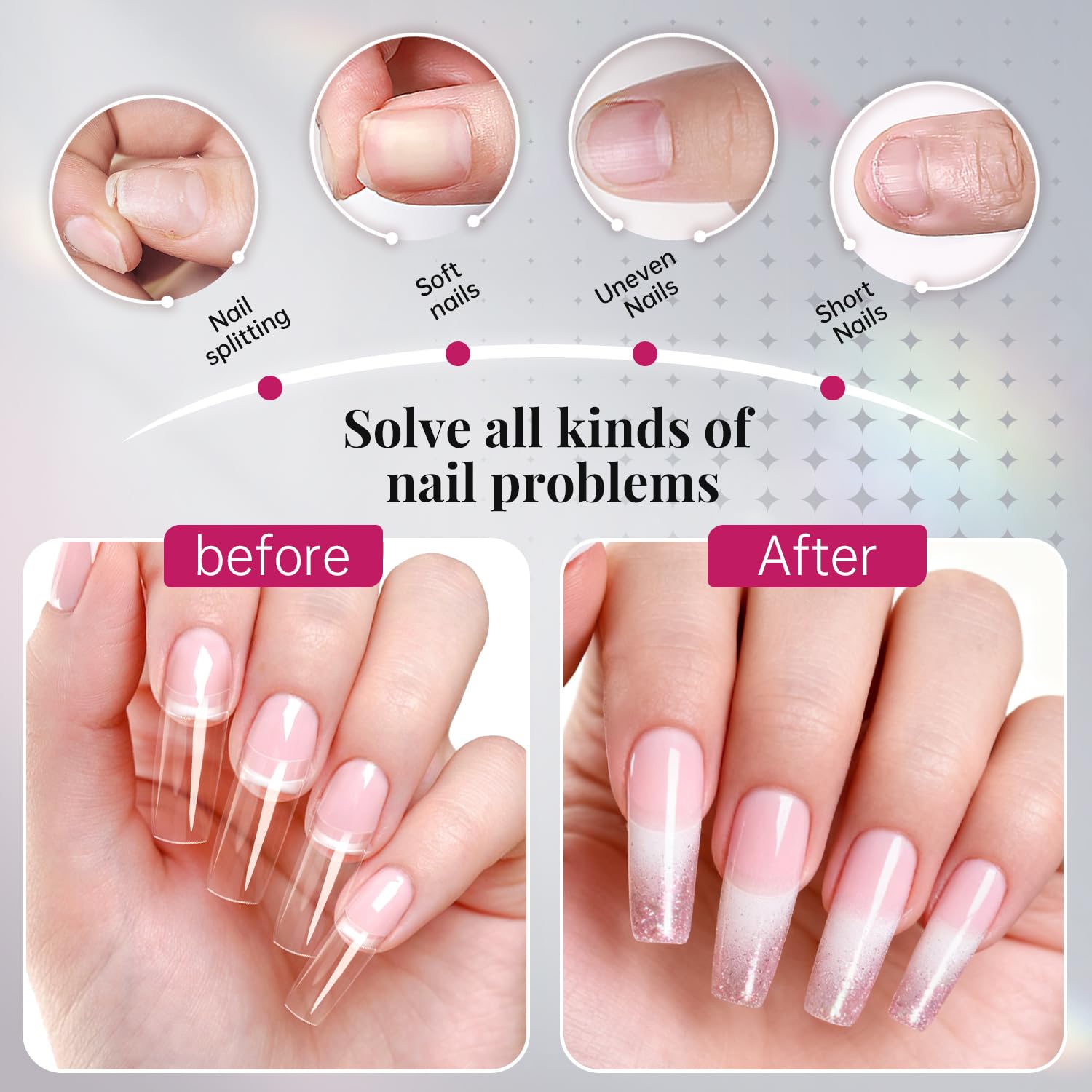 krofaue tip being applied to a natural nail illustrating easy adhesion and faster service benefit