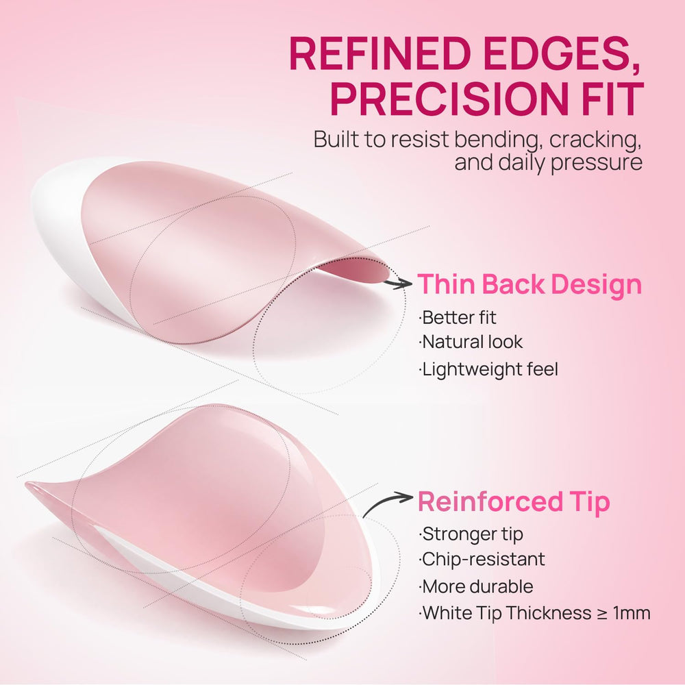 krofaue single nail detail showing short almond shape and smooth edges for comfort