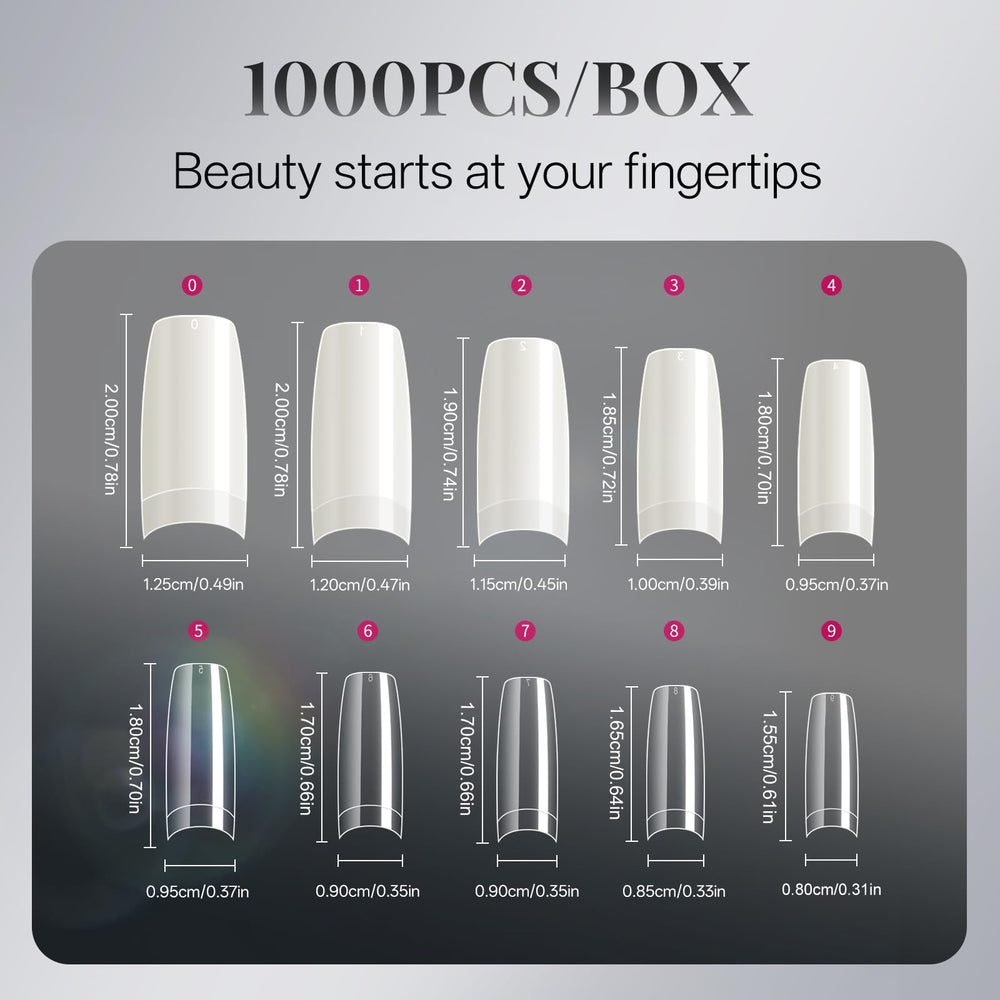 krofaue laid-out tips displaying the full range of ten sizes for perfect fit