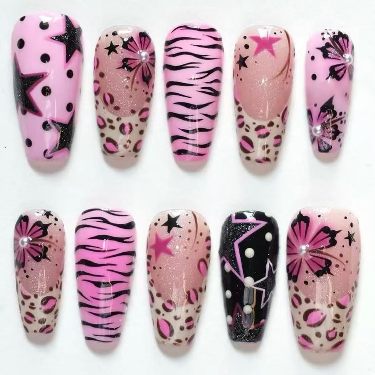 KRTBKR front packaging showing 30-piece coffin press-on nails for instant salon look