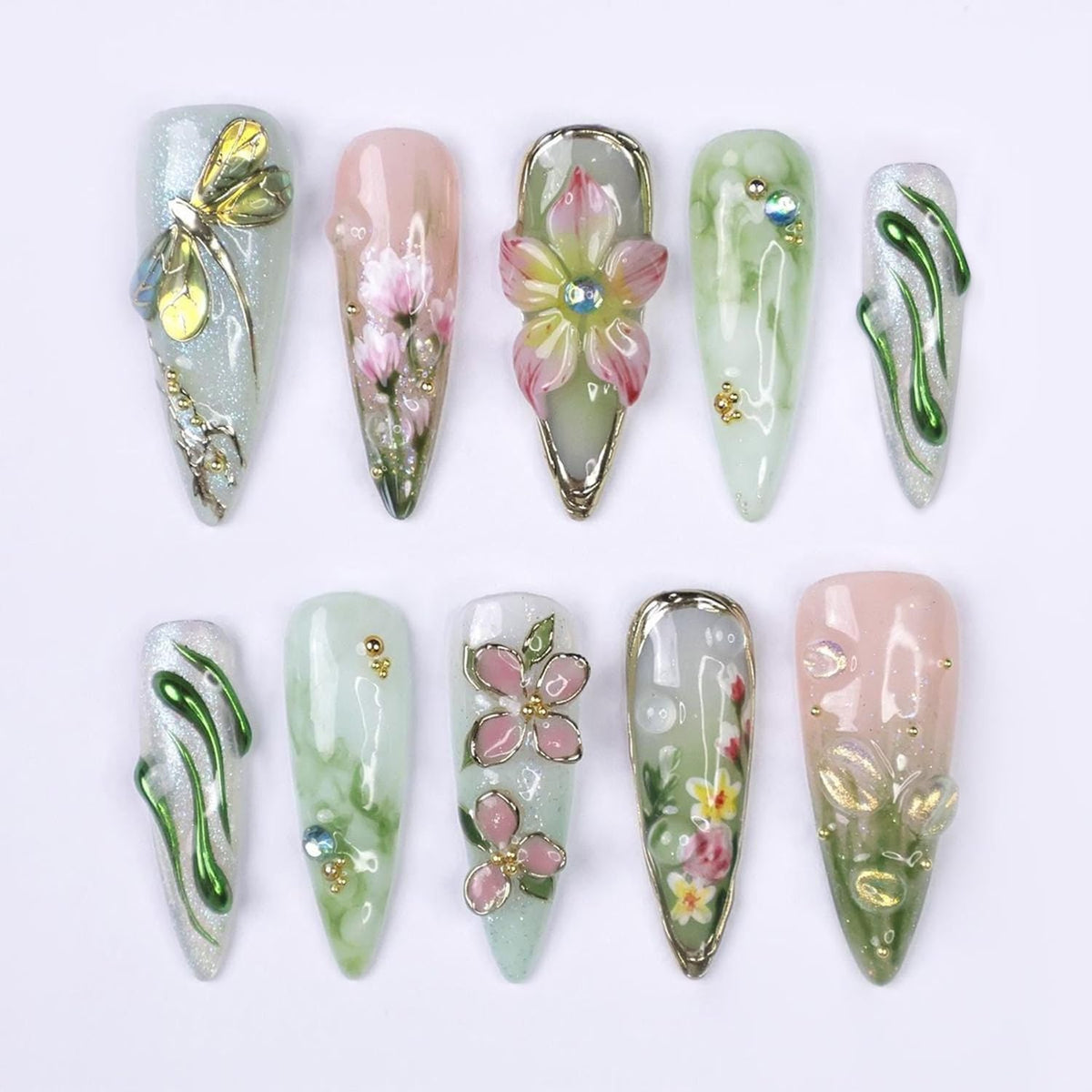 KRTBKR front packaging showing full 24-piece stiletto set and tools, convenient kit