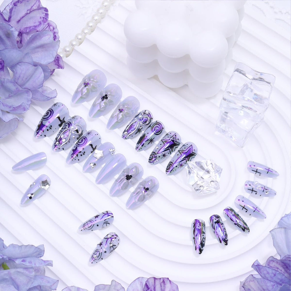 KRTBKR almond press-on nails worn on hands showing instant salon-style results